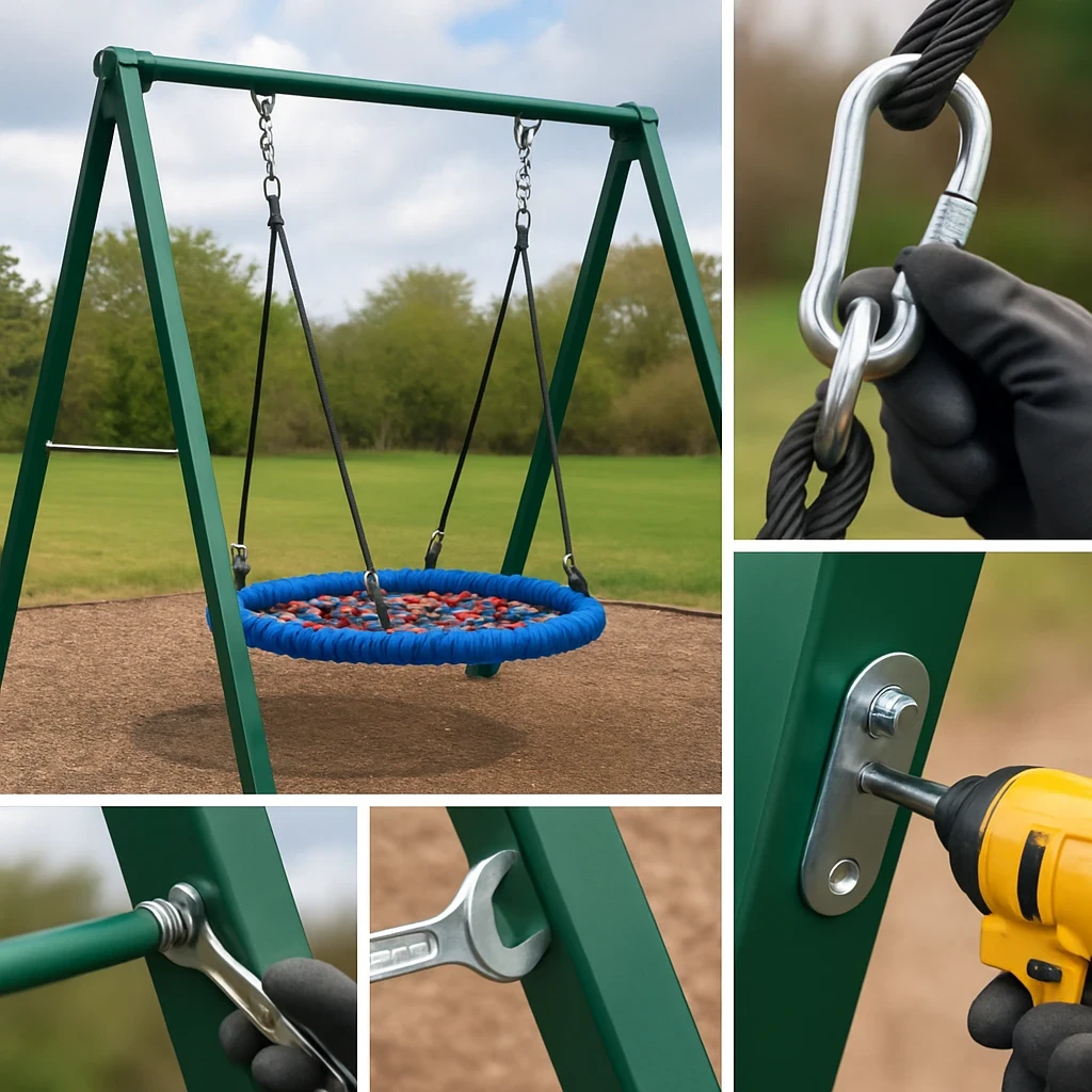 Jak zamontować bezpieczną huśtawkę podwójną z bocianim gniazdem?